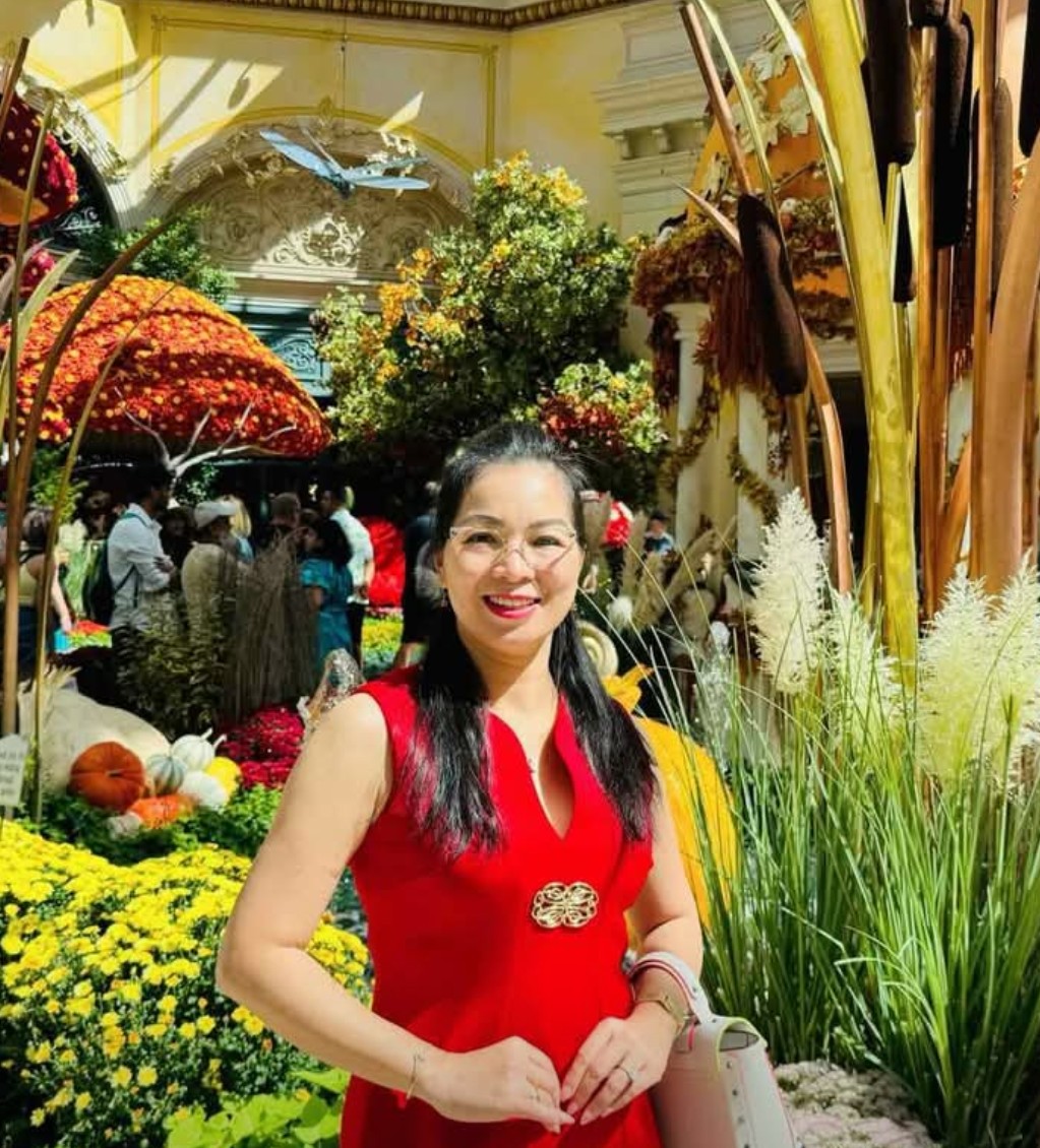 Dr. Ann Adkins at a conservatory garden